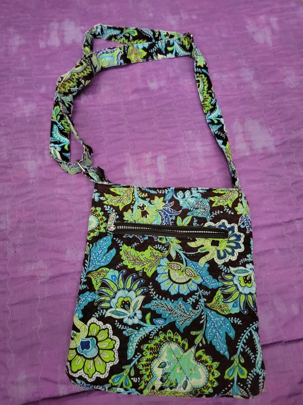 NEW Belvah Quilted Floral Hipster Crossbody Handbag (Brown/Lime)